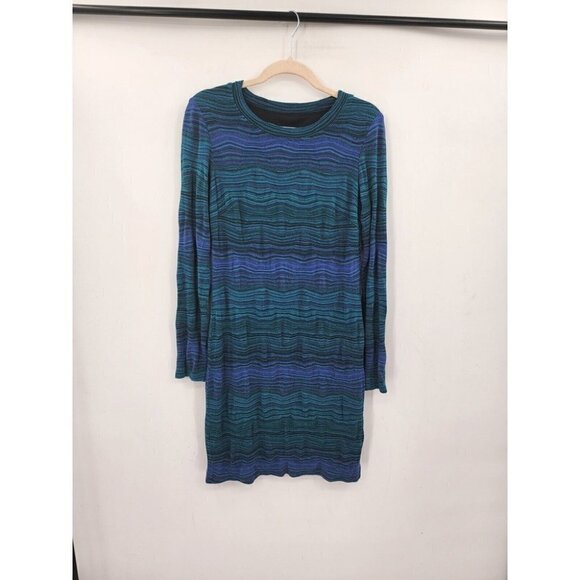 Trina Turk Green Purple Striped Long Sleeve Women 6 Bodycon Mini Dress - Picture 1 of 9